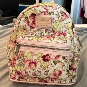 Beauty and the Beast Belle floral loungefly backpack NWOT
